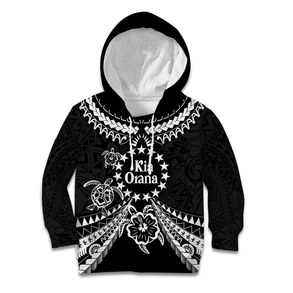 Kia Orana Cook Islands Kid Hoodie 2025 Pasifika Polynesian Turtle Black Color