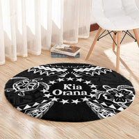 Kia Orana Cook Islands Round Carpet 2025 Pasifika Polynesian Turtle Black Color