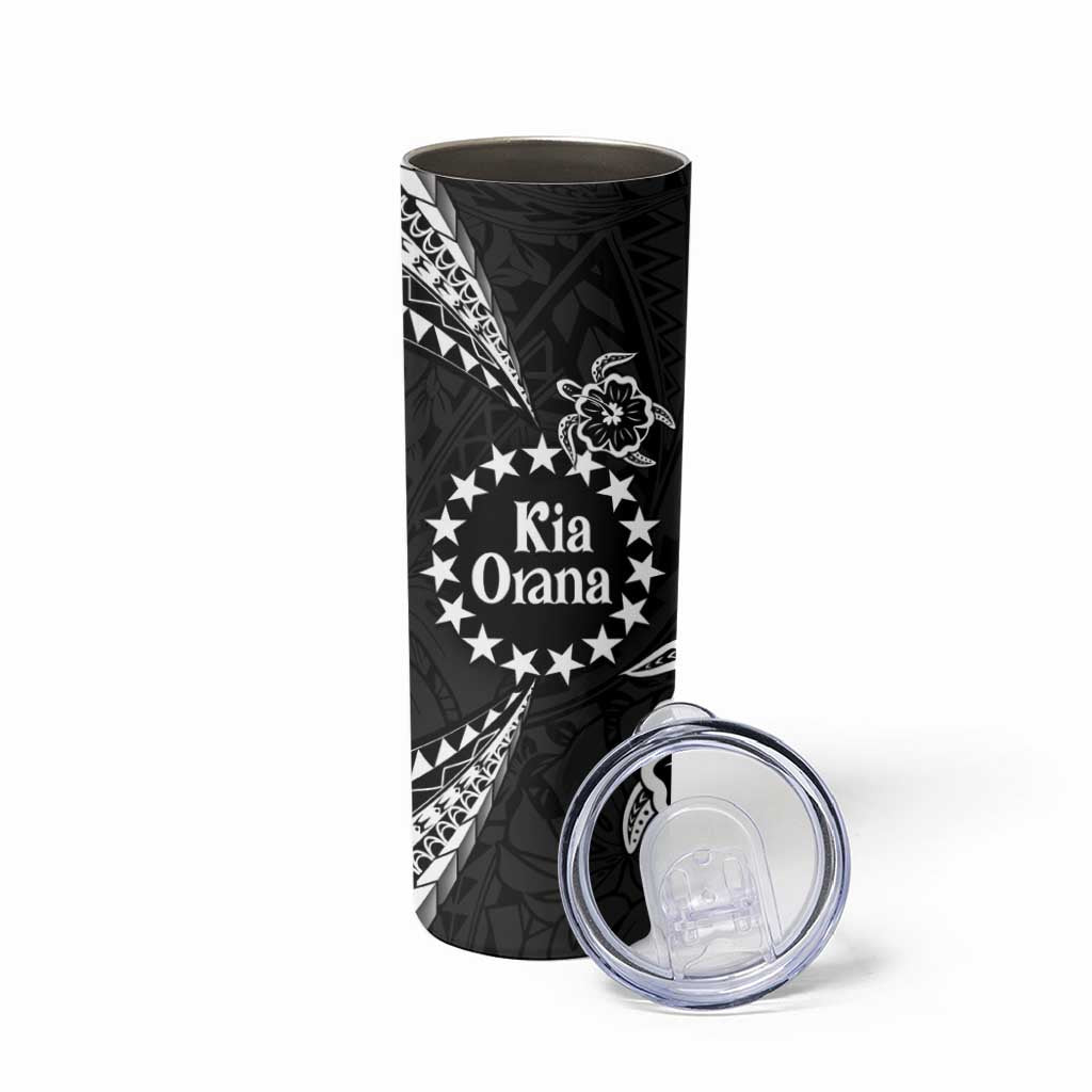 Kia Orana Cook Islands Skinny Tumbler 2025 Pasifika Polynesian Turtle Black Color