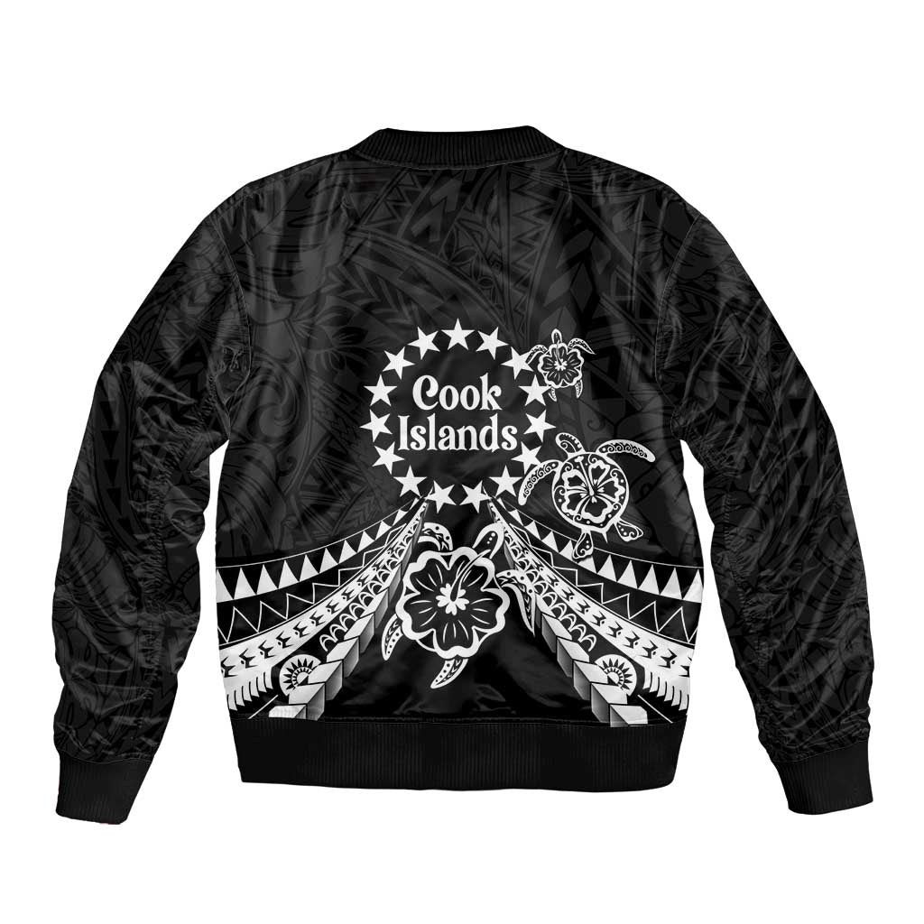 Kia Orana Cook Islands Sleeve Zip Bomber Jacket 2025 Pasifika Polynesian Turtle Black Color