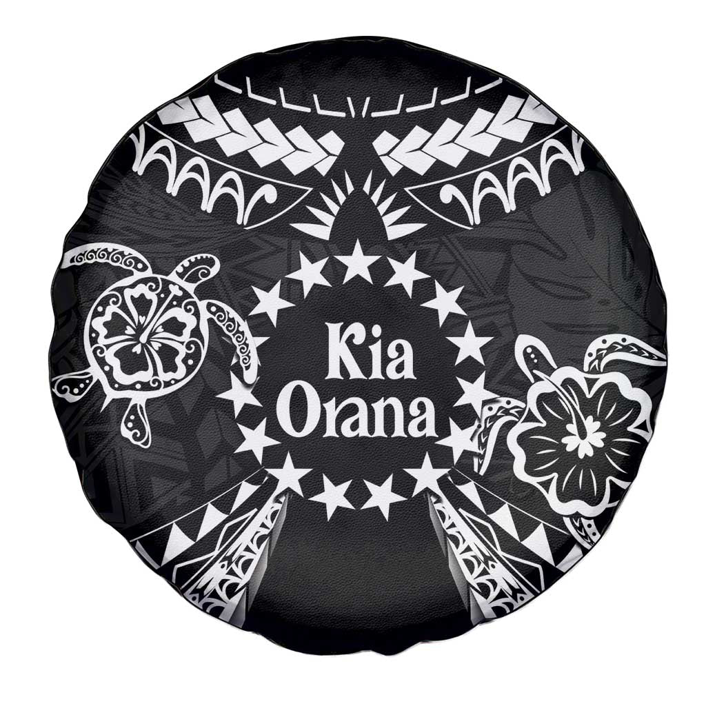 Kia Orana Cook Islands Spare Tire Cover 2025 Pasifika Polynesian Turtle Black Color