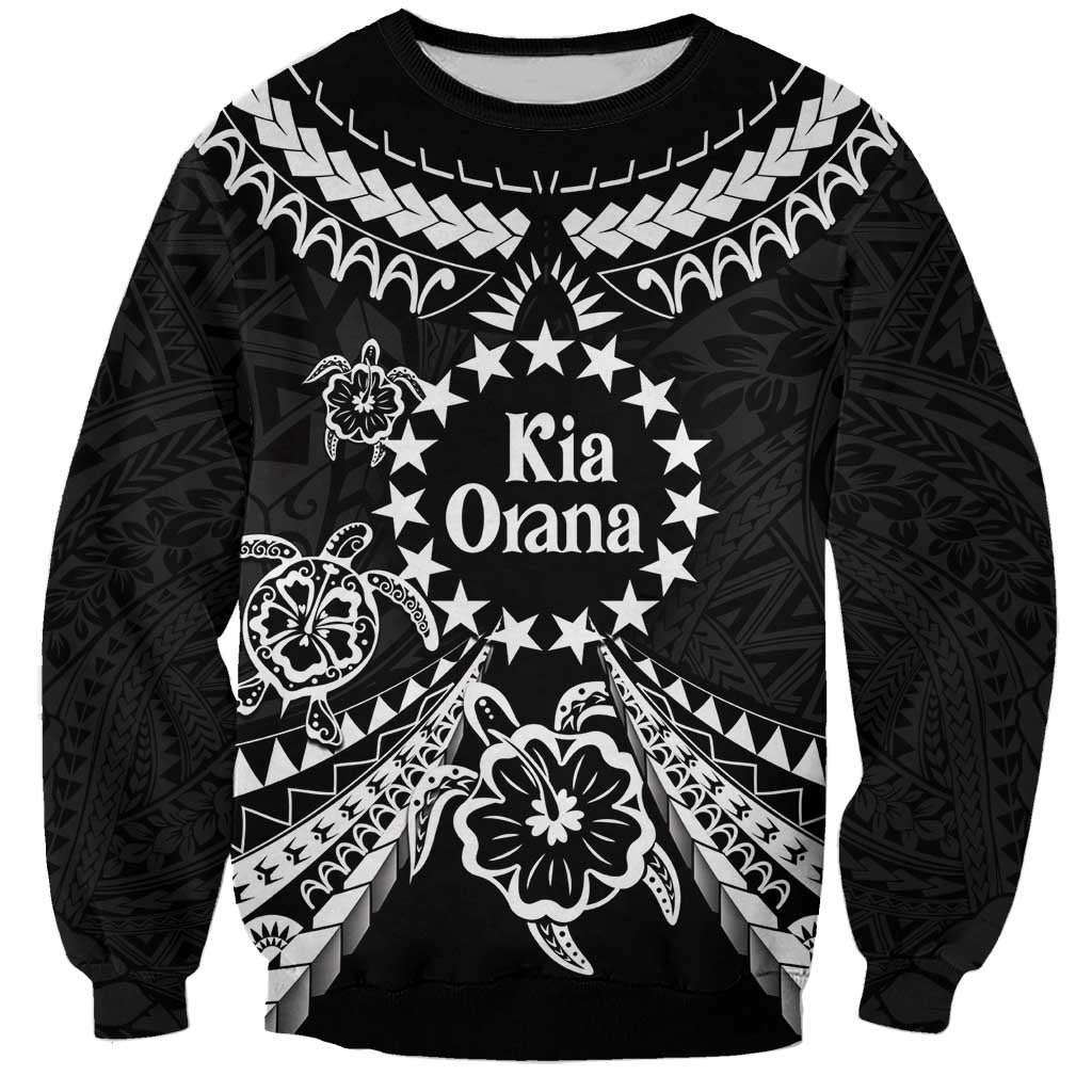 Kia Orana Cook Islands Sweatshirt 2025 Pasifika Polynesian Turtle Black Color