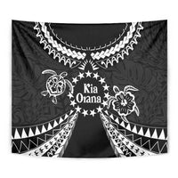 Kia Orana Cook Islands Tapestry 2025 Pasifika Polynesian Turtle Black Color
