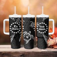 Kia Orana Cook Islands Tumbler With Handle 2025 Pasifika Polynesian Turtle Black Color