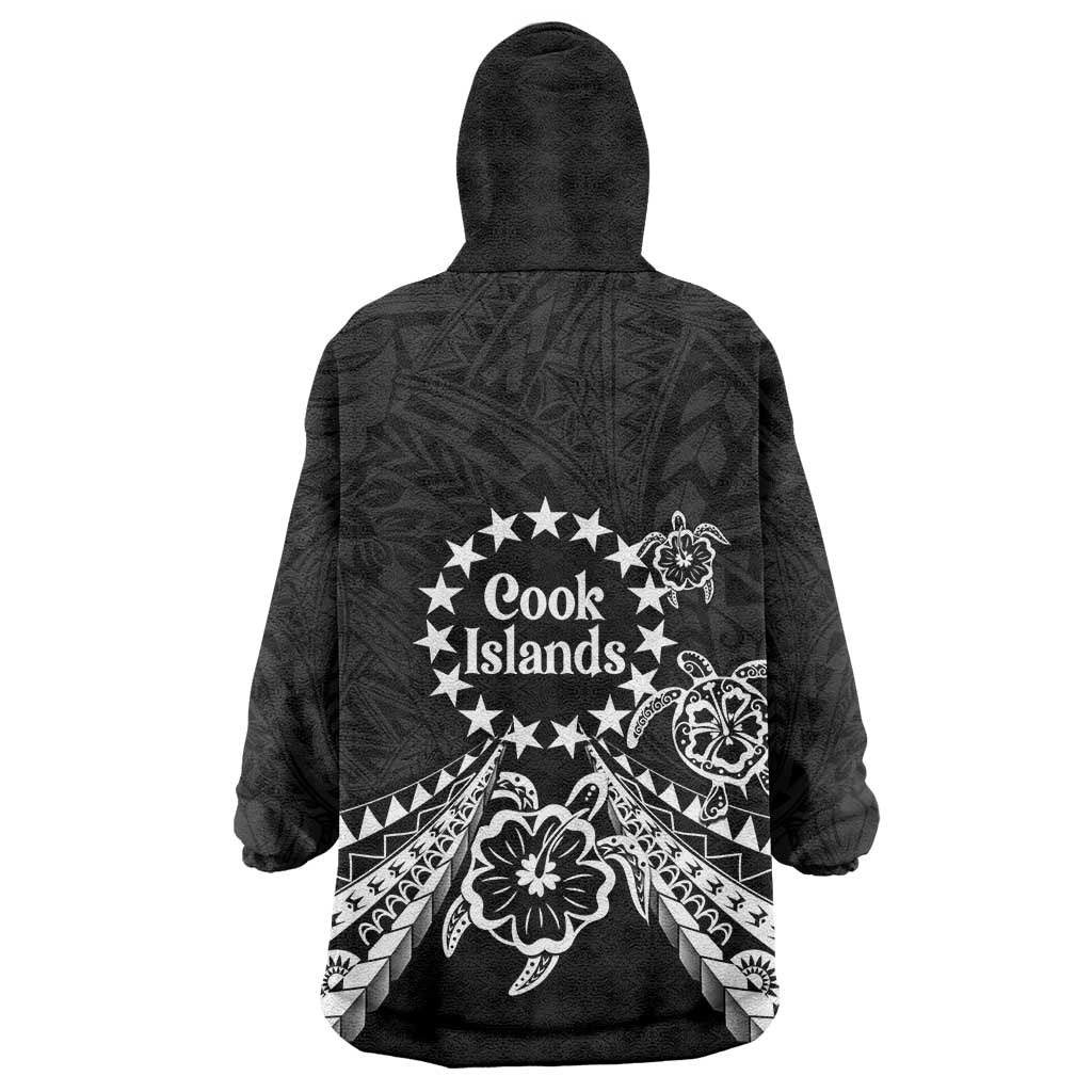 Kia Orana Cook Islands Wearable Blanket Hoodie 2025 Pasifika Polynesian Turtle Black Color