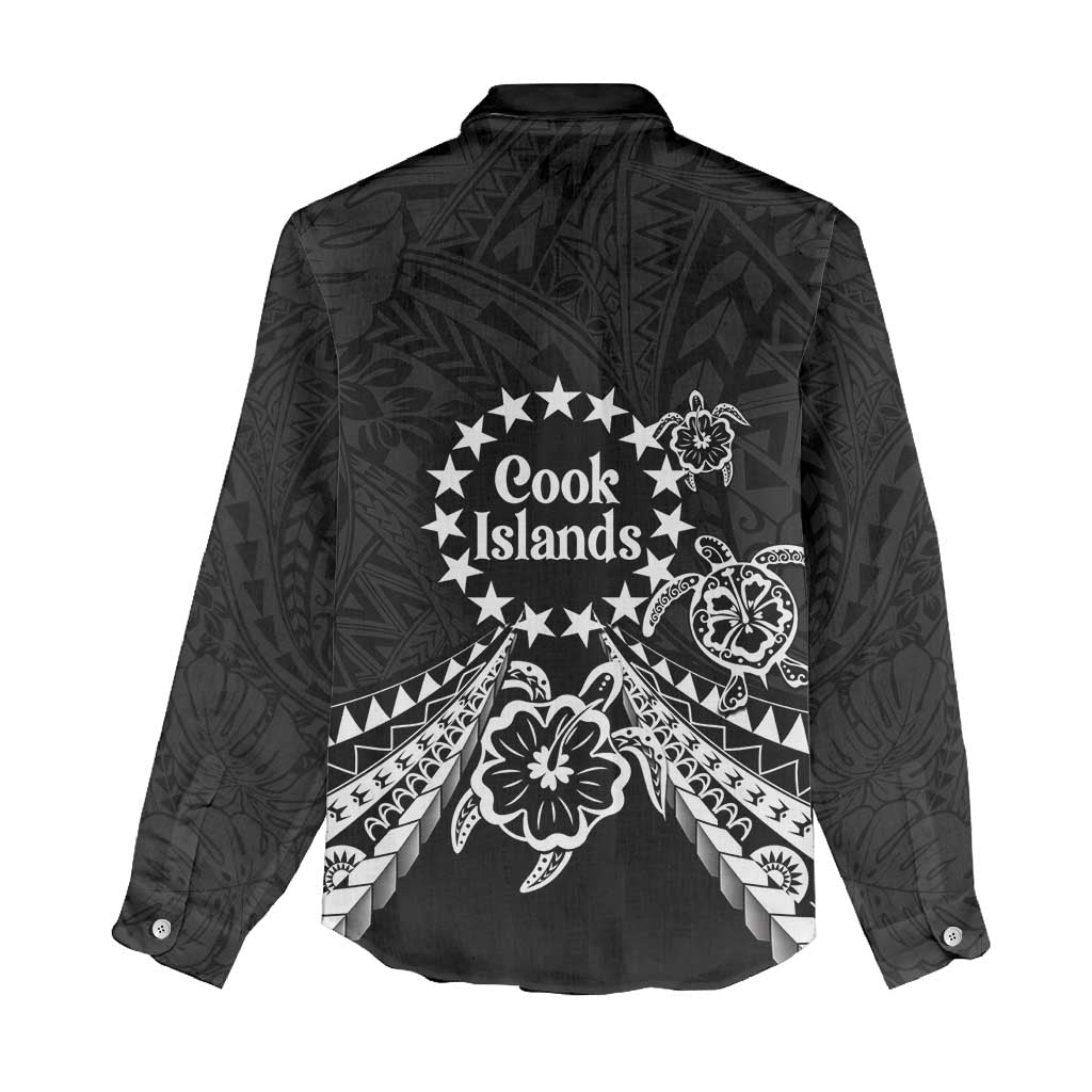 Kia Orana Cook Islands Women Casual Shirt 2025 Pasifika Polynesian Turtle Black Color