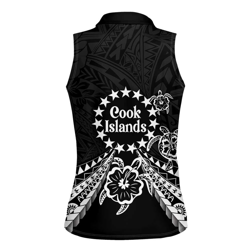 Kia Orana Cook Islands Women Sleeveless Polo Shirt 2025 Pasifika Polynesian Turtle Black Color