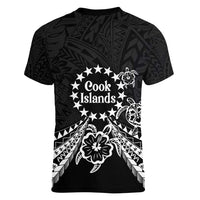 Kia Orana Cook Islands Women V-Neck T-Shirt 2025 Pasifika Polynesian Turtle Black Color