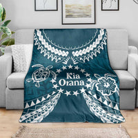 Kia Orana Cook Islands Blanket Polynesian Turtle Crowberry Blue Color
