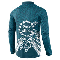 Kia Orana Cook Islands Button Sweatshirt Polynesian Turtle Crowberry Blue Color