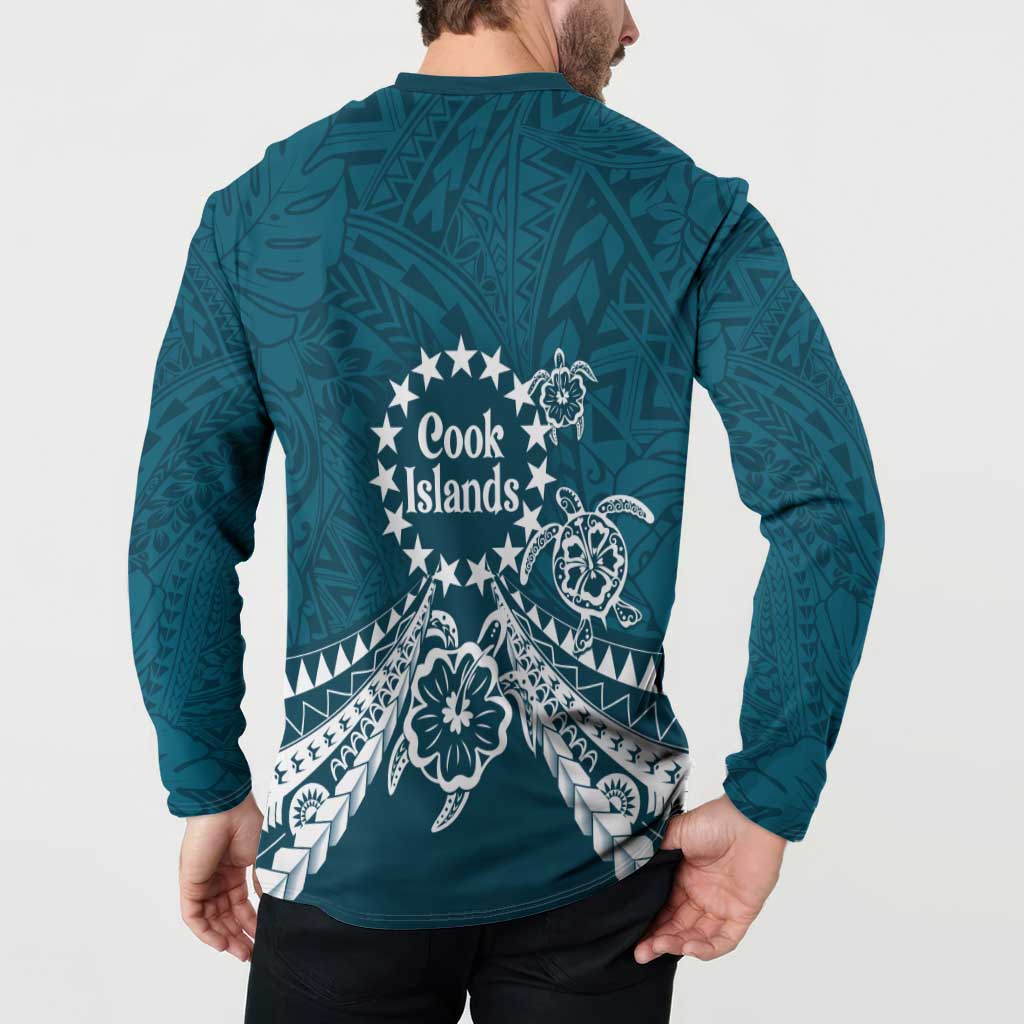 Kia Orana Cook Islands Button Sweatshirt Polynesian Turtle Crowberry Blue Color