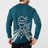 Kia Orana Cook Islands Button Sweatshirt Polynesian Turtle Crowberry Blue Color