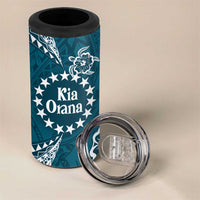 Kia Orana Cook Islands 4 in 1 Can Cooler Tumbler Polynesian Turtle Crowberry Blue Color
