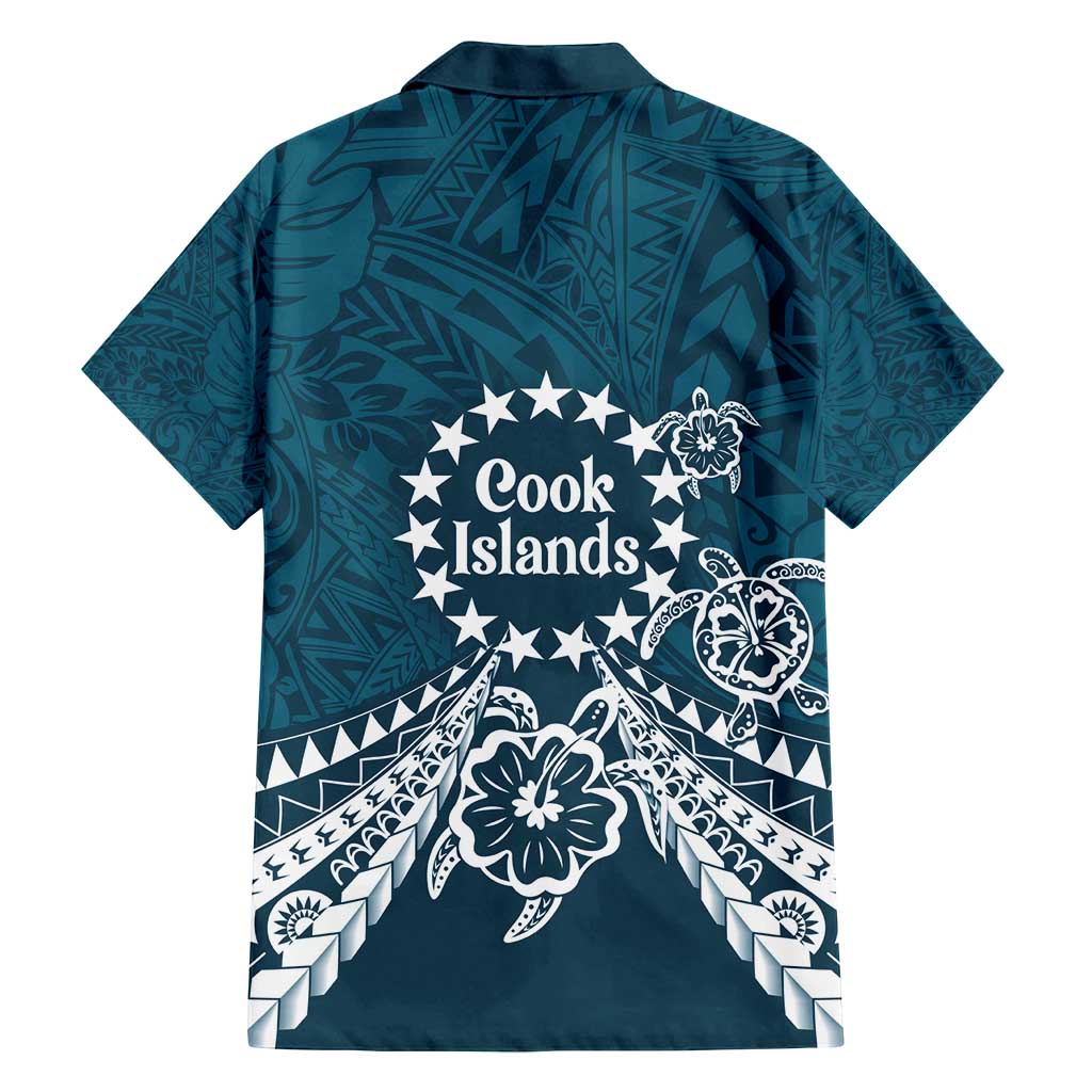 Kia Orana Cook Islands Family Matching Off Shoulder Maxi Dress and Hawaiian Shirt Polynesian Turtle Crowberry Blue Color