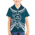 Kia Orana Cook Islands Family Matching Short Sleeve Bodycon Dress and Hawaiian Shirt Polynesian Turtle Crowberry Blue Color