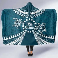 Kia Orana Cook Islands Hooded Blanket Polynesian Turtle Crowberry Blue Color