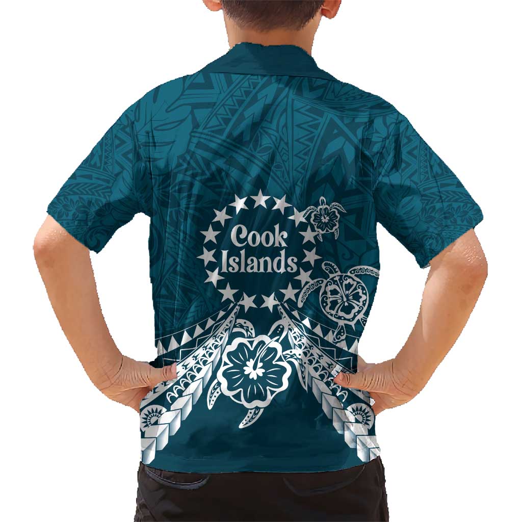 Kia Orana Cook Islands Kid Hawaiian Shirt Polynesian Turtle Crowberry Blue Color