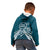 Kia Orana Cook Islands Kid Hoodie Polynesian Turtle Crowberry Blue Color