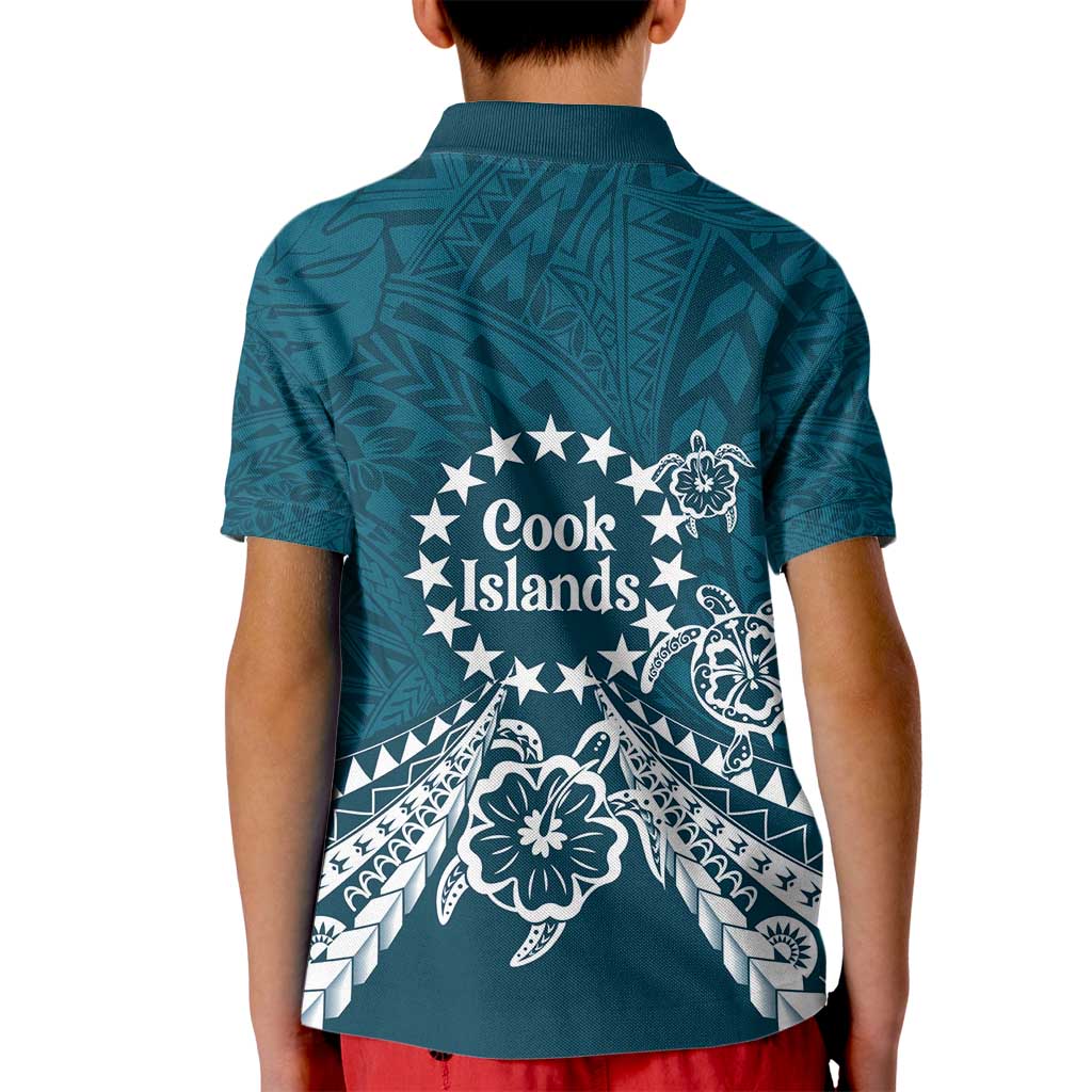 Kia Orana Cook Islands Kid Polo Shirt Polynesian Turtle Crowberry Blue Color