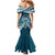 Kia Orana Cook Islands Mermaid Dress Polynesian Turtle Crowberry Blue Color