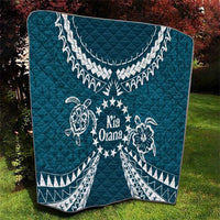Kia Orana Cook Islands Quilt Polynesian Turtle Crowberry Blue Color