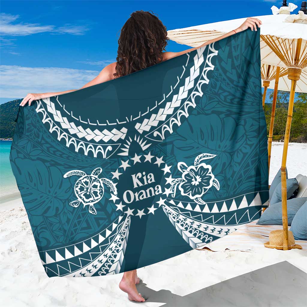 Kia Orana Cook Islands Sarong Polynesian Turtle Crowberry Blue Color