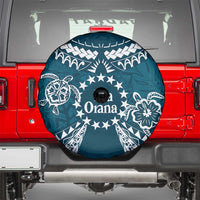 Kia Orana Cook Islands Spare Tire Cover Polynesian Turtle Crowberry Blue Color