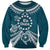 Kia Orana Cook Islands Sweatshirt Polynesian Turtle Crowberry Blue Color