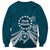 Kia Orana Cook Islands Sweatshirt Polynesian Turtle Crowberry Blue Color