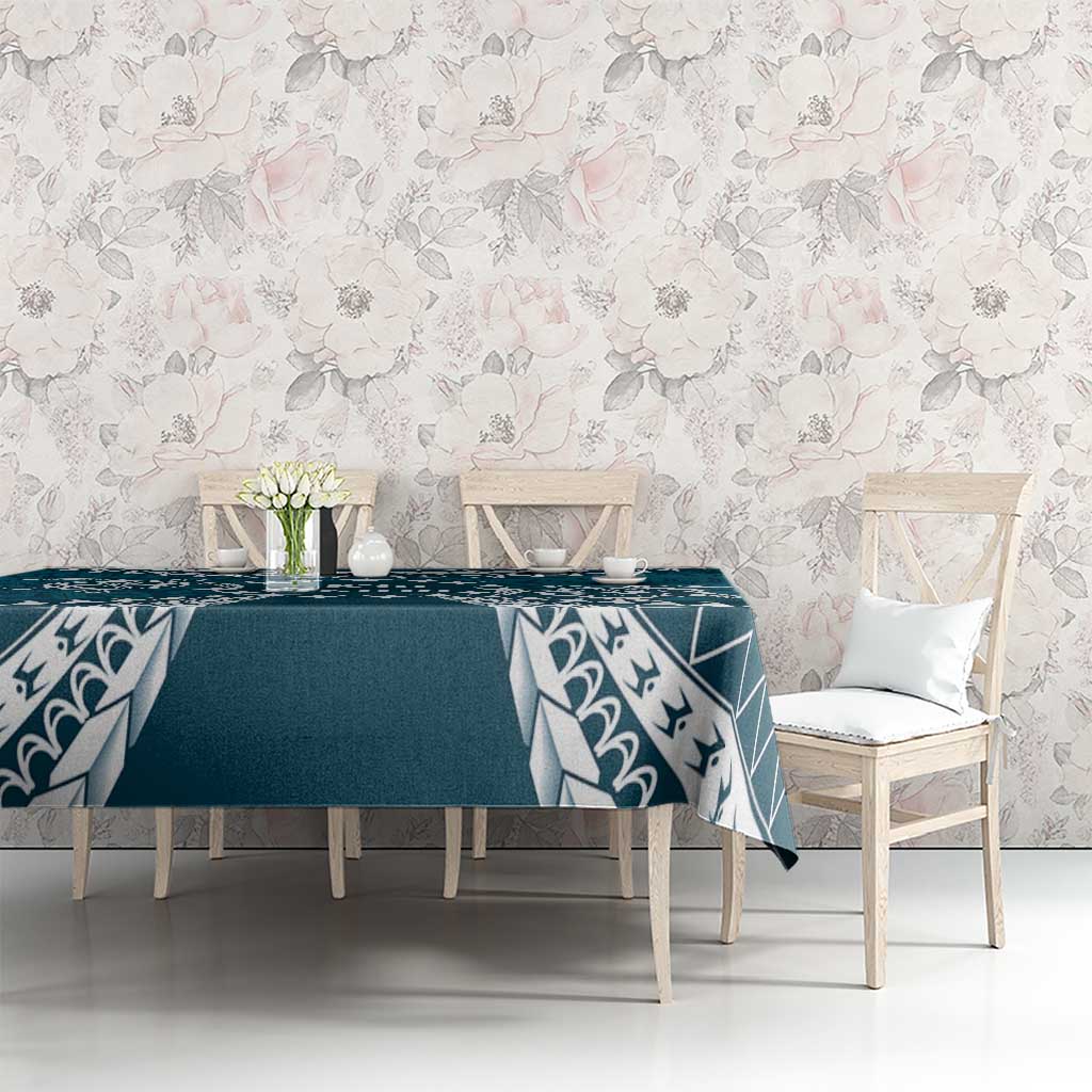 Kia Orana Cook Islands Tablecloth Polynesian Turtle Crowberry Blue Color