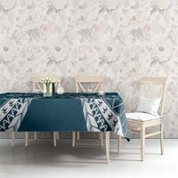 Kia Orana Cook Islands Tablecloth Polynesian Turtle Crowberry Blue Color