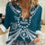 Kia Orana Cook Islands Women Casual Shirt Polynesian Turtle Crowberry Blue Color