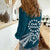 Kia Orana Cook Islands Women Casual Shirt Polynesian Turtle Crowberry Blue Color