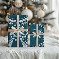 Kia Orana Cook Islands Wrapping Paper Polynesian Turtle Crowberry Blue Color - Polynesian Pride