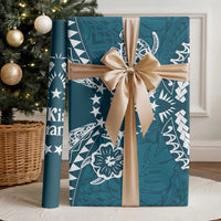 Kia Orana Cook Islands Wrapping Paper Polynesian Turtle Crowberry Blue Color - Polynesian Pride