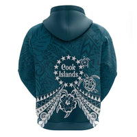 Kia Orana Cook Islands Zip Hoodie Polynesian Turtle Crowberry Blue Color