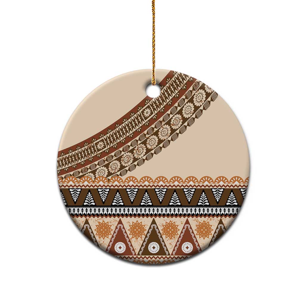 Bula Fiji Ceramic Ornament 2025 Pasifika Traditional Fijian Masi - Polynesian Pride