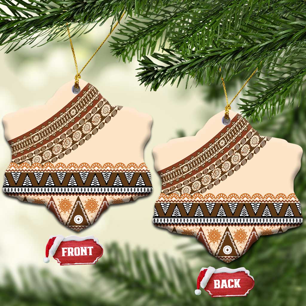 Bula Fiji Ceramic Ornament 2025 Pasifika Traditional Fijian Masi - Polynesian Pride