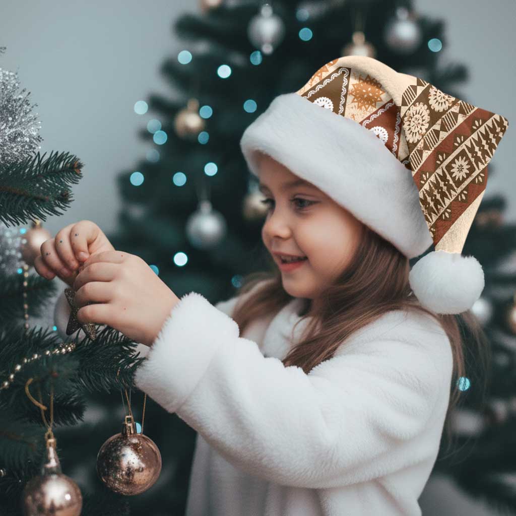 Bula Fiji Christmas Santa Hat 2025 Pasifika Traditional Fijian Masi - Polynesian Pride