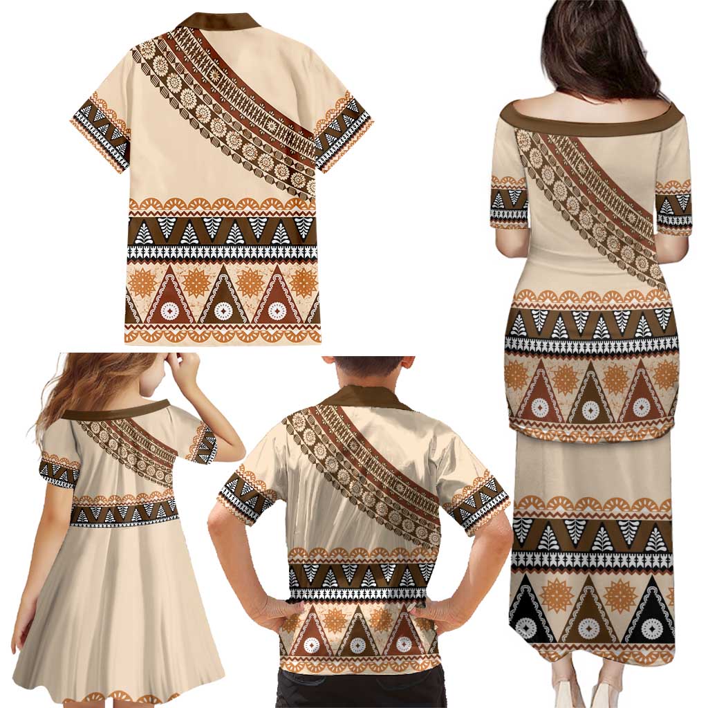 Bula Fiji Family Matching Puletasi and Hawaiian Shirt 2025 Pasifika Traditional Fijian Masi