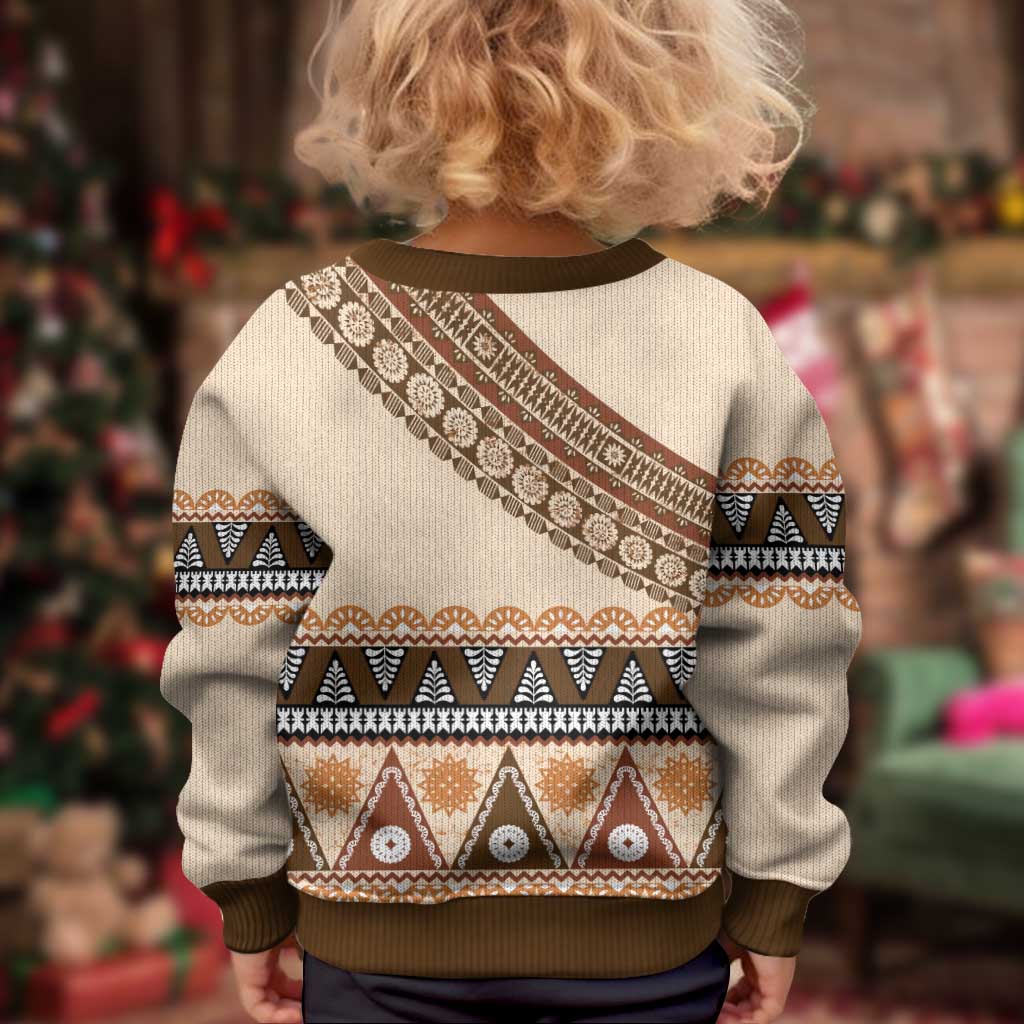 Bula Fiji Kid Ugly Christmas Sweater 2025 Pasifika Traditional Fijian Masi - Polynesian Pride