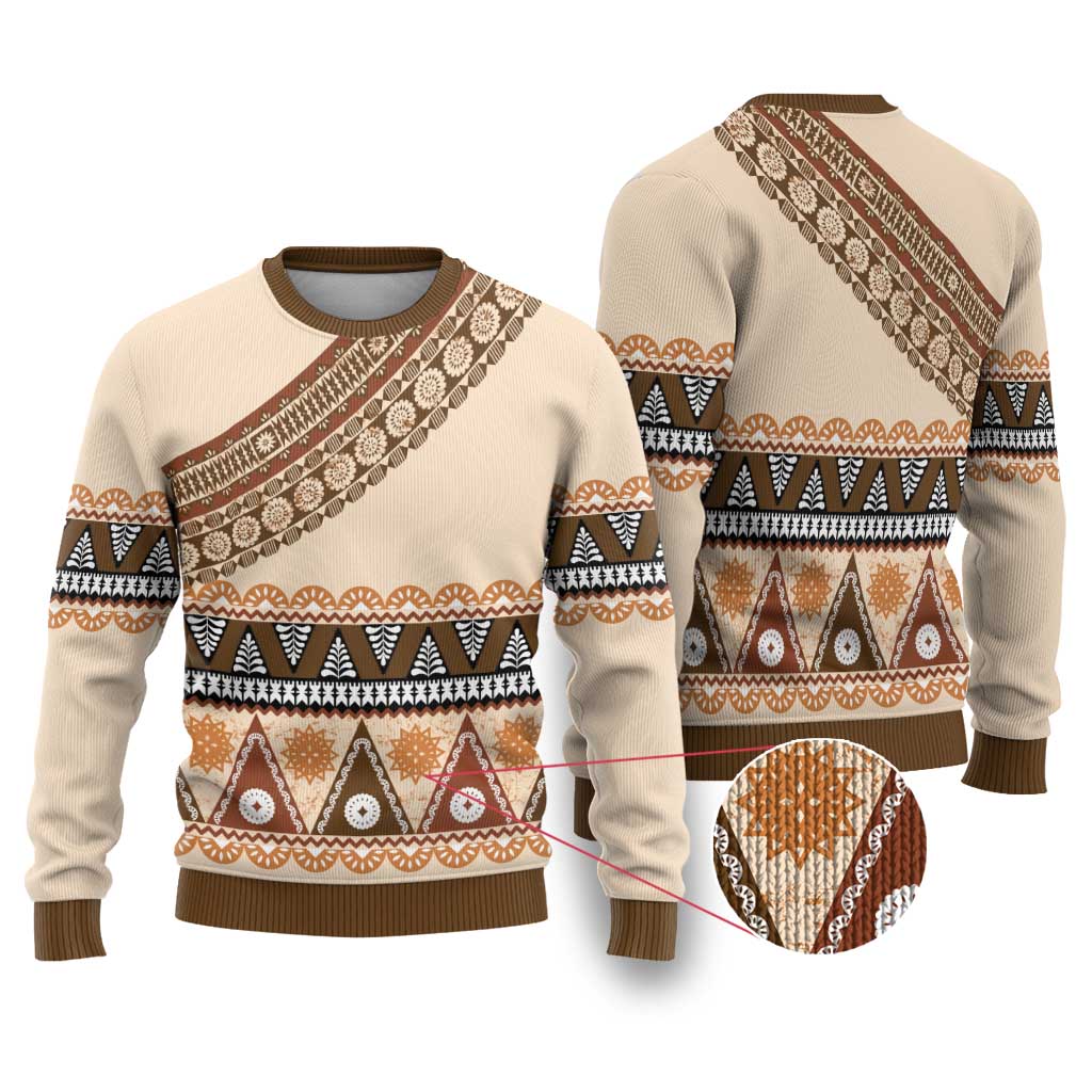 Bula Fiji Ugly Christmas Sweater 2025 Pasifika Traditional Fijian Masi - Polynesian Pride
