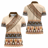 Bula Fiji Women Polo Shirt 2025 Pasifika Traditional Fijian Masi