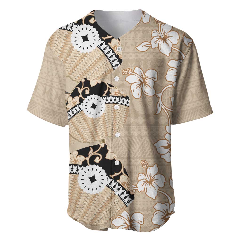 Bula Fiji Iri Buli Baseball Jersey Woven Fan With Fijian Tapa