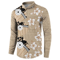 Bula Fiji Iri Buli Button Sweatshirt Woven Fan With Fijian Tapa LT14 - Polynesian Pride