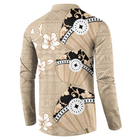 Bula Fiji Iri Buli Button Sweatshirt Woven Fan With Fijian Tapa LT14 - Polynesian Pride