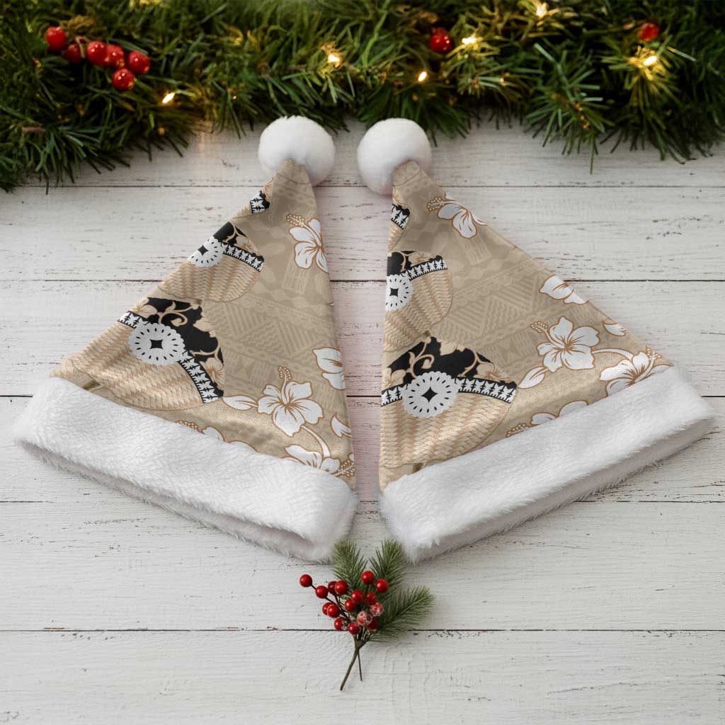 Bula Fiji Iri Buli Christmas Santa Hat Woven Fan With Fijian Tapa - Polynesian Pride