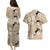 Bula Fiji Iri Buli Couples Matching Puletasi and Hawaiian Shirt Woven Fan With Fijian Tapa