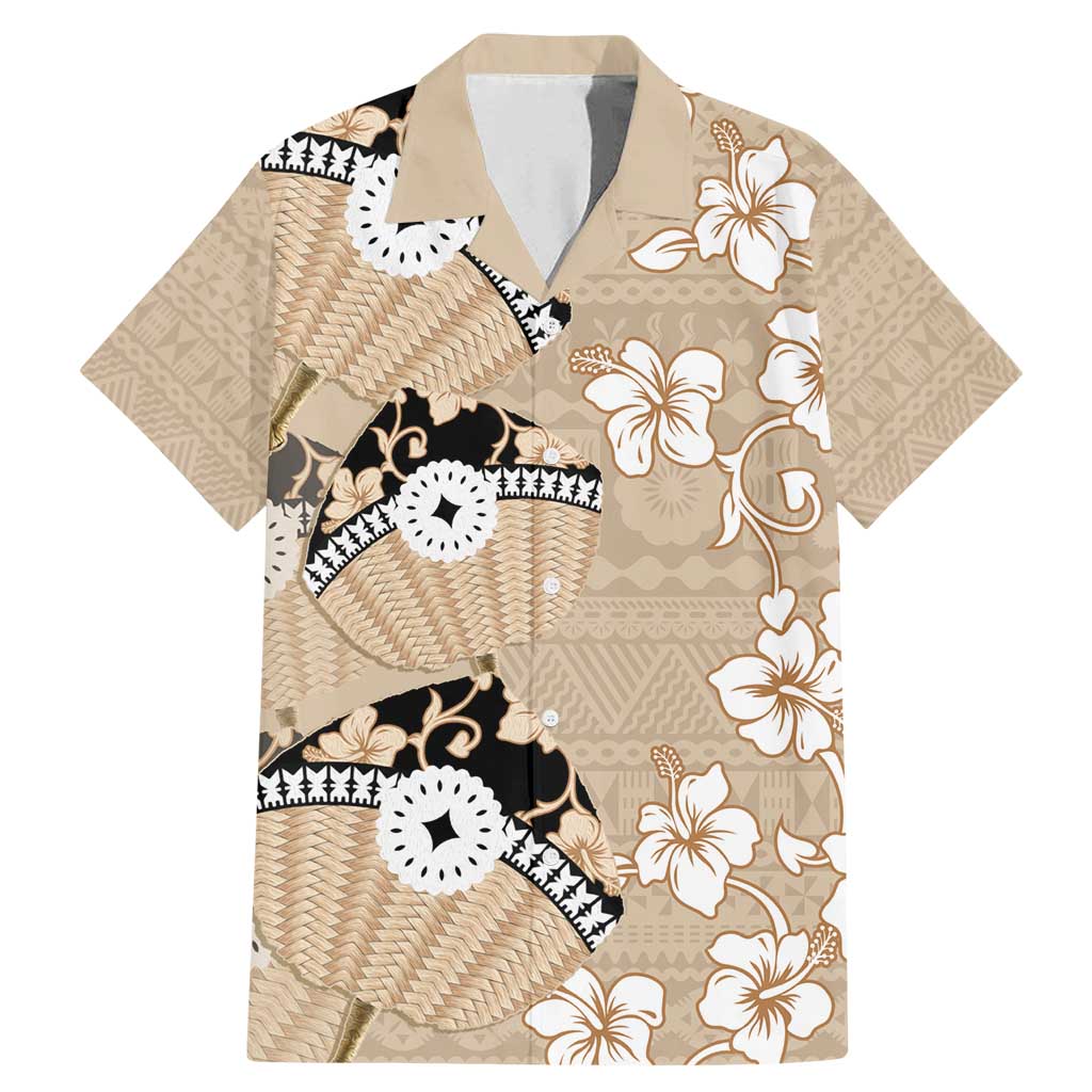 Bula Fiji Iri Buli Family Matching Mermaid Dress and Hawaiian Shirt Woven Fan With Fijian Tapa