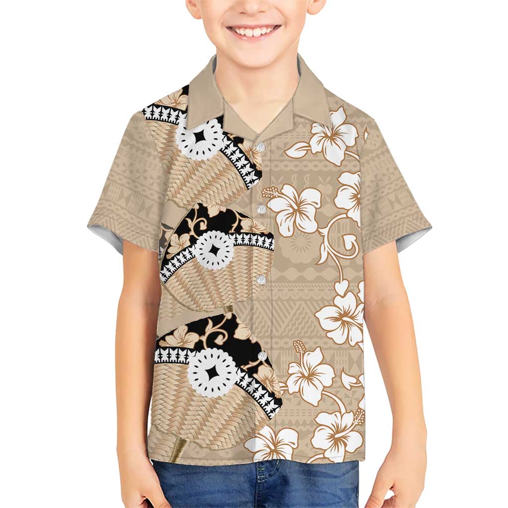 Bula Fiji Iri Buli Kid Hawaiian Shirt Woven Fan With Fijian Tapa